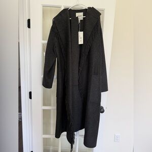 COS Charcoal Fringe Women's Cardigan Wrap Coat